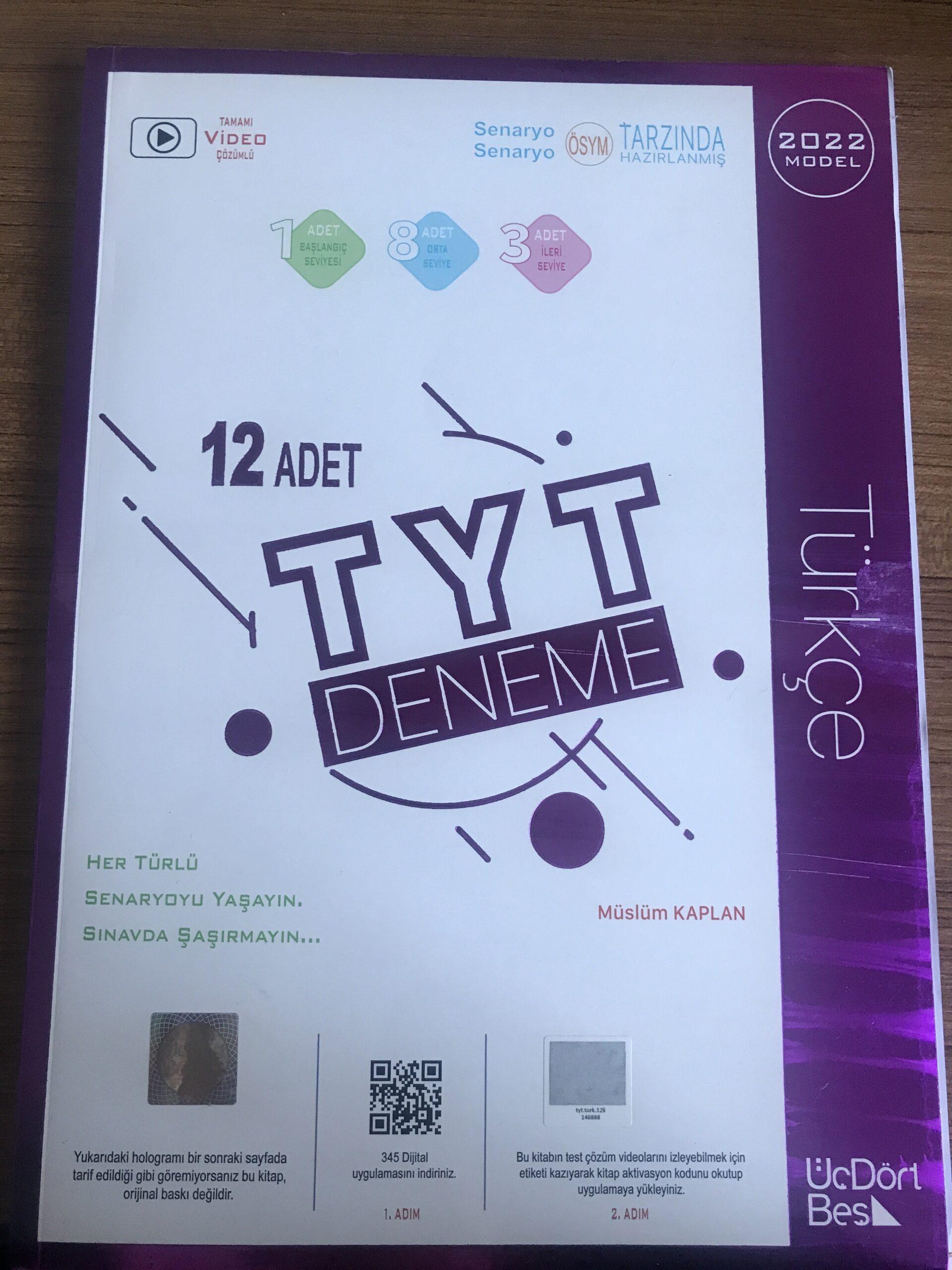 345 TYT Türkçe Deneme 2022 model